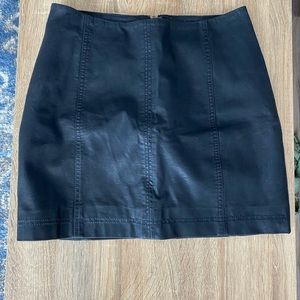Free People Modern Femme Black Leather Mini Skirt
